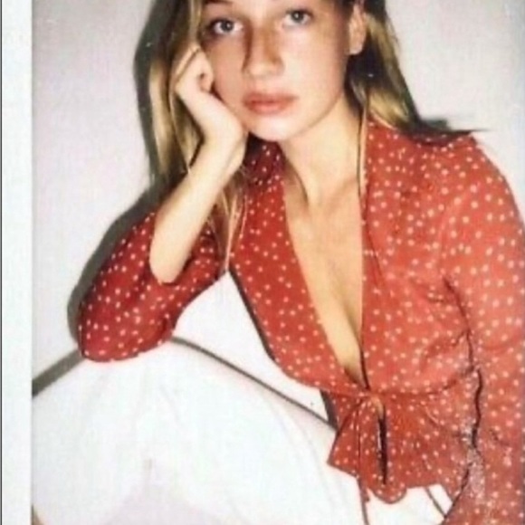 Realisation Par | 100% Silk The Bianca Front Tie Top Red White Stars XXS July 4 - Picture 3 of 13